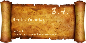 Breit Aranka névjegykártya